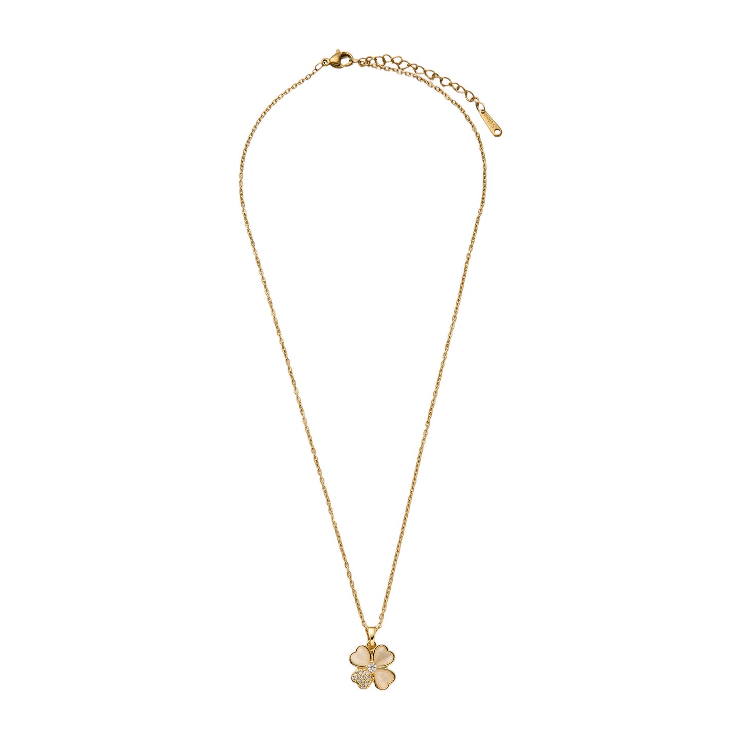 Zircon Opal Four-Leaf Clover Necklace