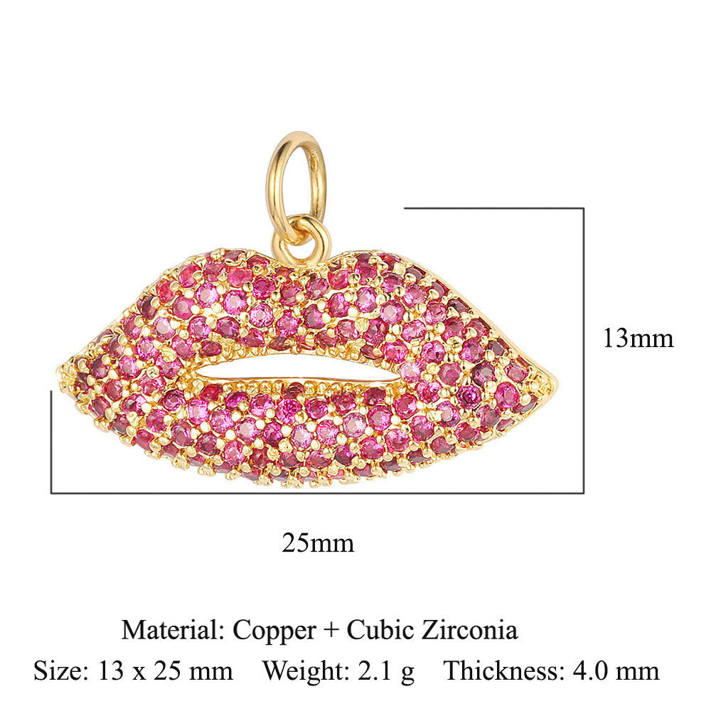 Crescent moon pentagram copper zircon pendant.