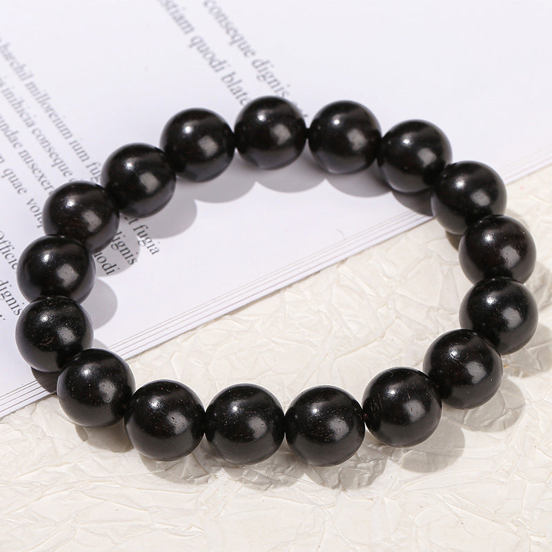 Pulsera de ébano de 10/12 mm con cuentas de Buda de sándalo rojo