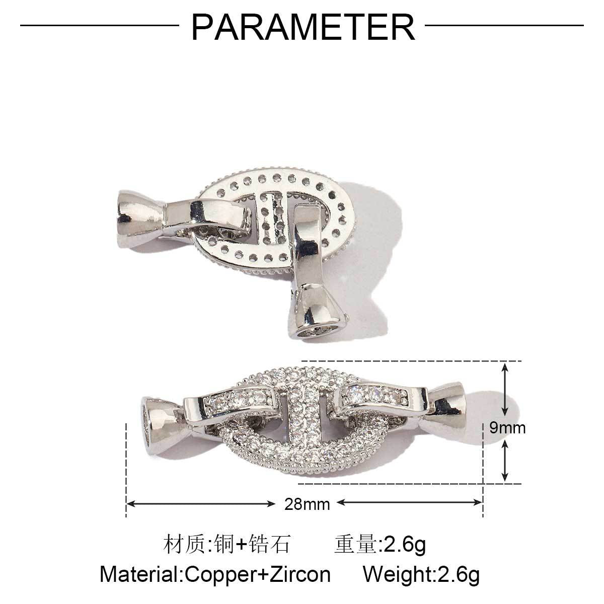 Pig nose copper zircon removable universal buckle connecting buckle