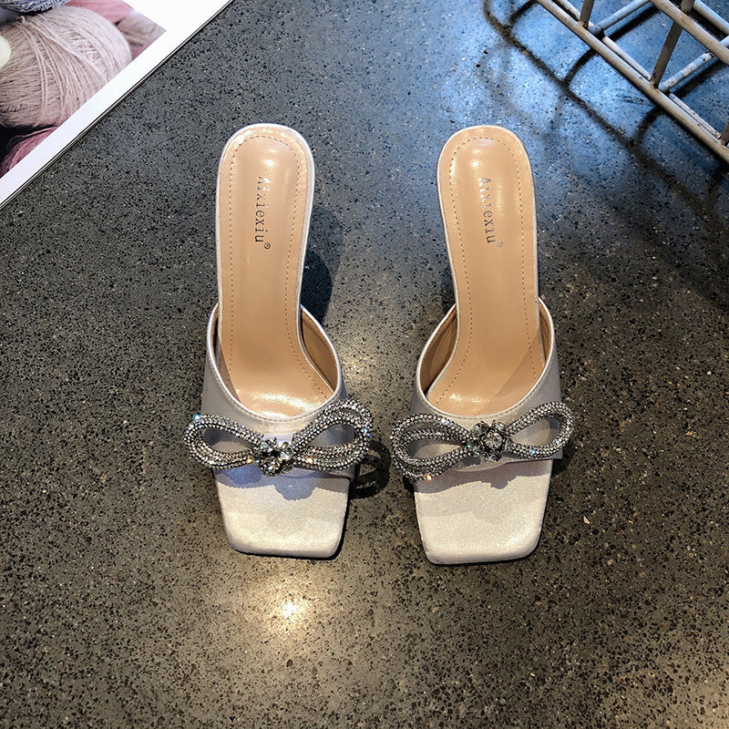 Stereo-heeled rhinestone heels for women