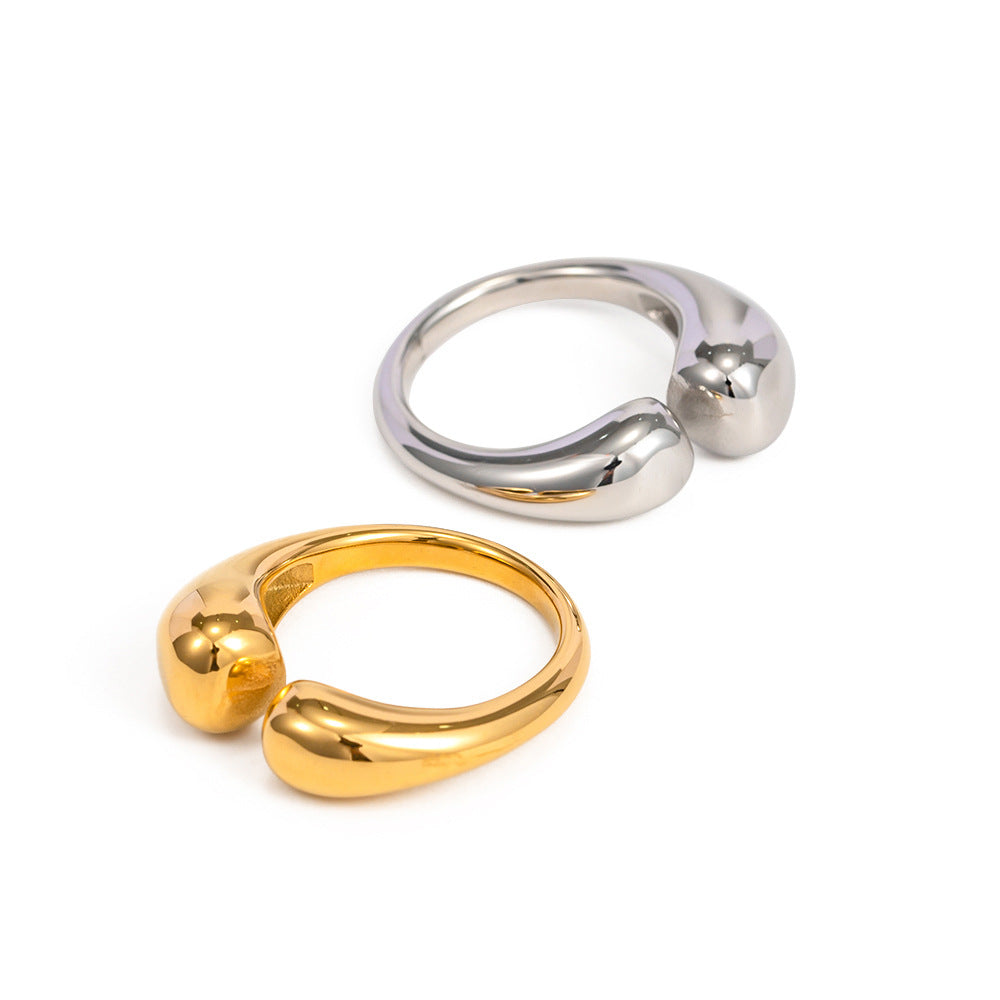 Anillo de acero inoxidable chapado en oro pulido