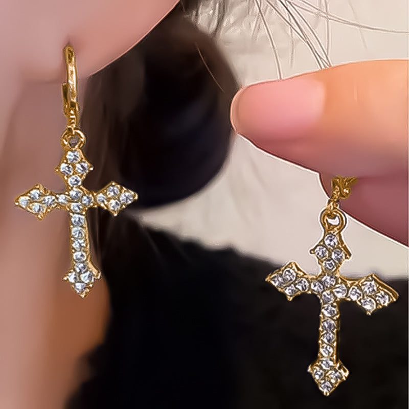 Cross pendant earrings