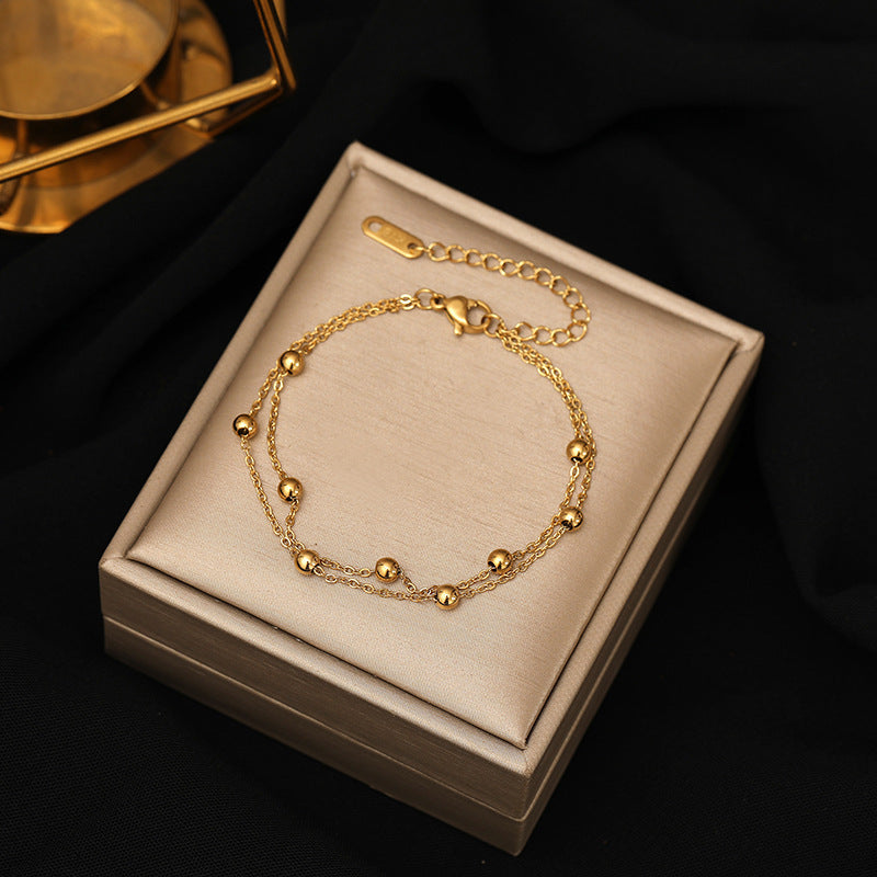 Round bead double bracelet