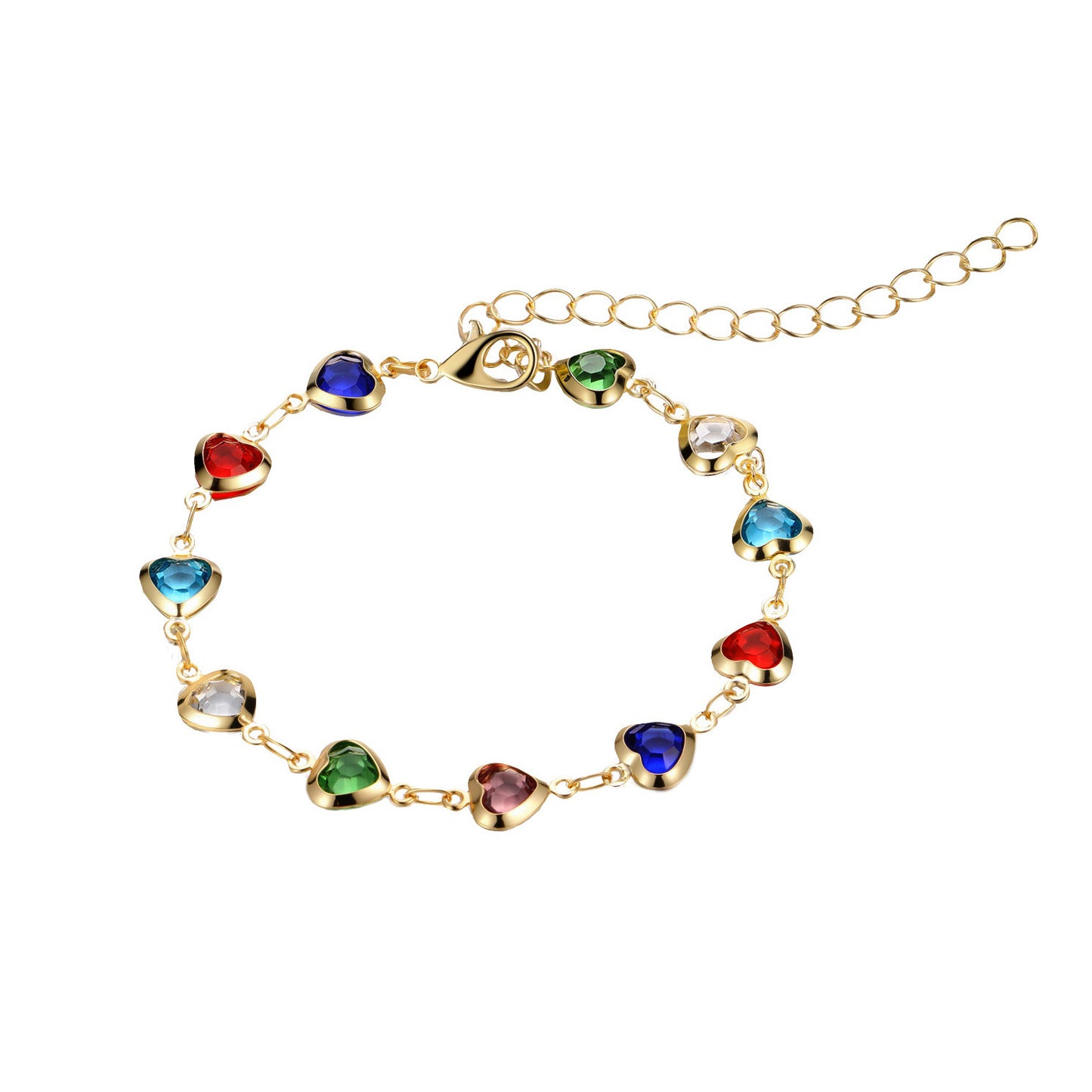 Colorful Zircon Heart Bracelet