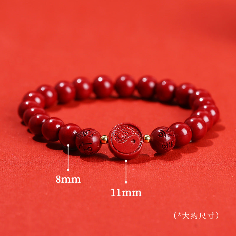 Pulsera doble Pixiu de arena morada y mineral crudo