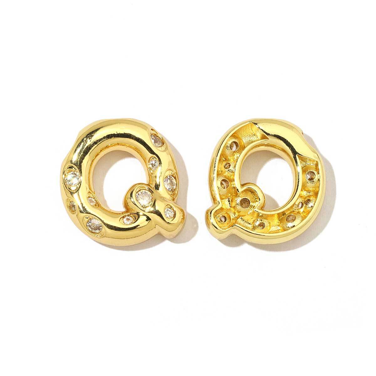 18K real gold copper inlaid zircon 26 letter pendant.