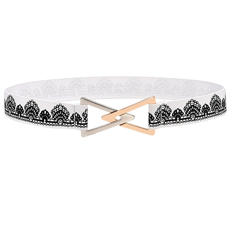 Pleated elastic thin belt ladies