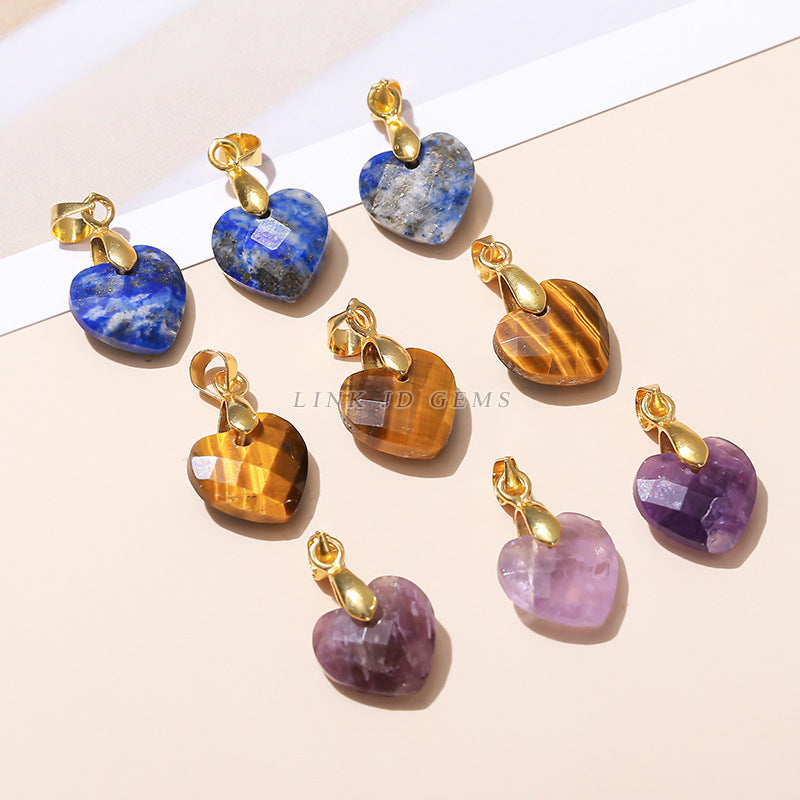 Colgante de corazón de amor tallado en cristal natural de 12 mm