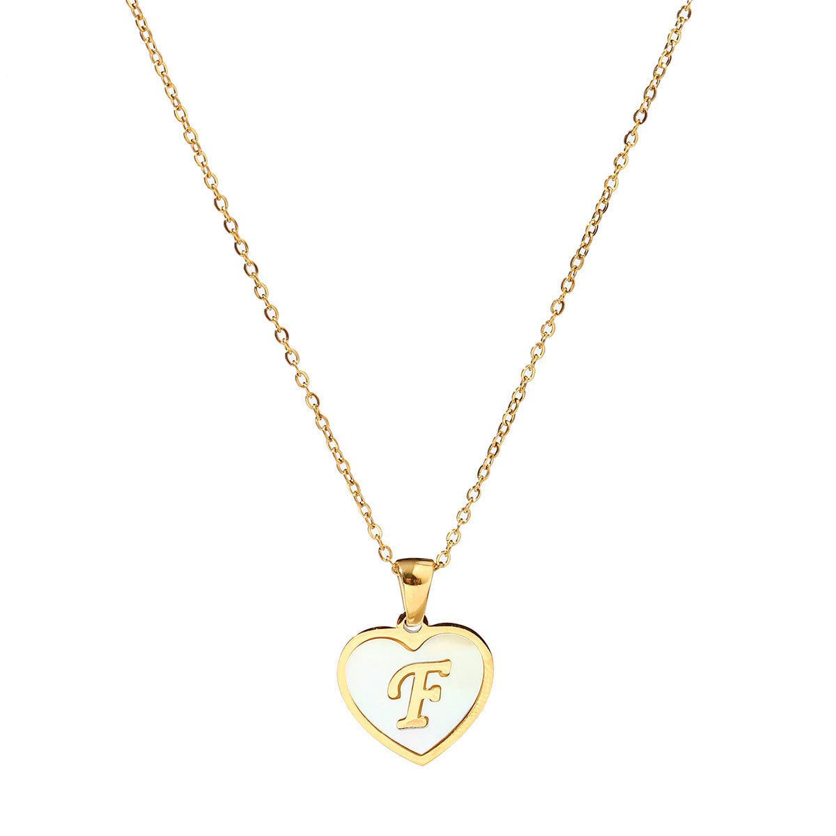 Titanium steel heart-shaped 26 English letter necklace