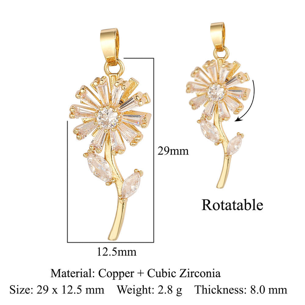 Rotatable gyro windmill copper zircon pendant.