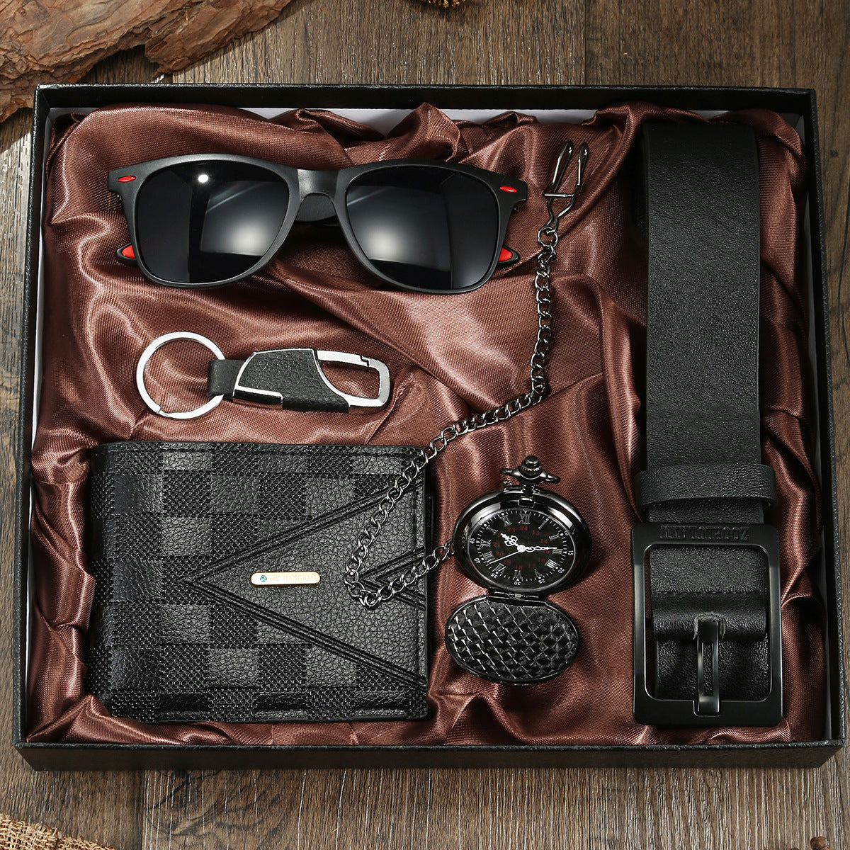 Black 5-piece set men's quartz watch