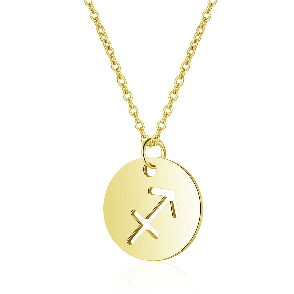 Twelve constellations titanium steel necklace