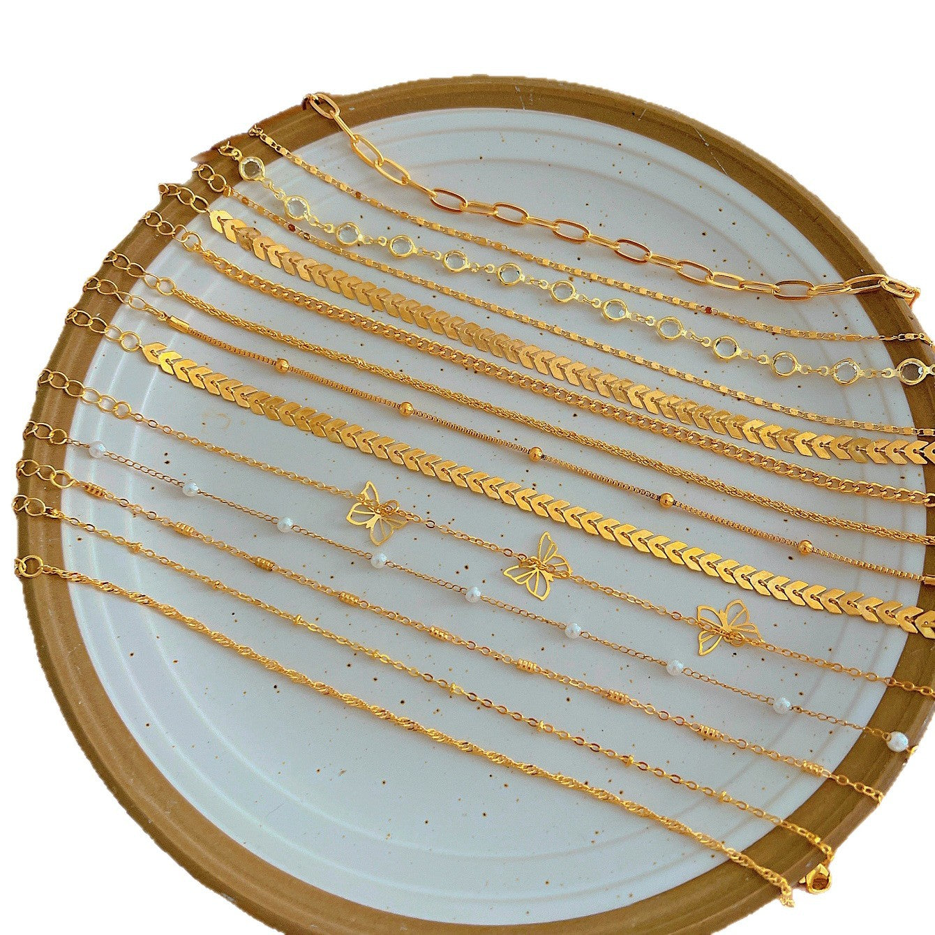 14-Piece Butterfly Diamond Anklet Set