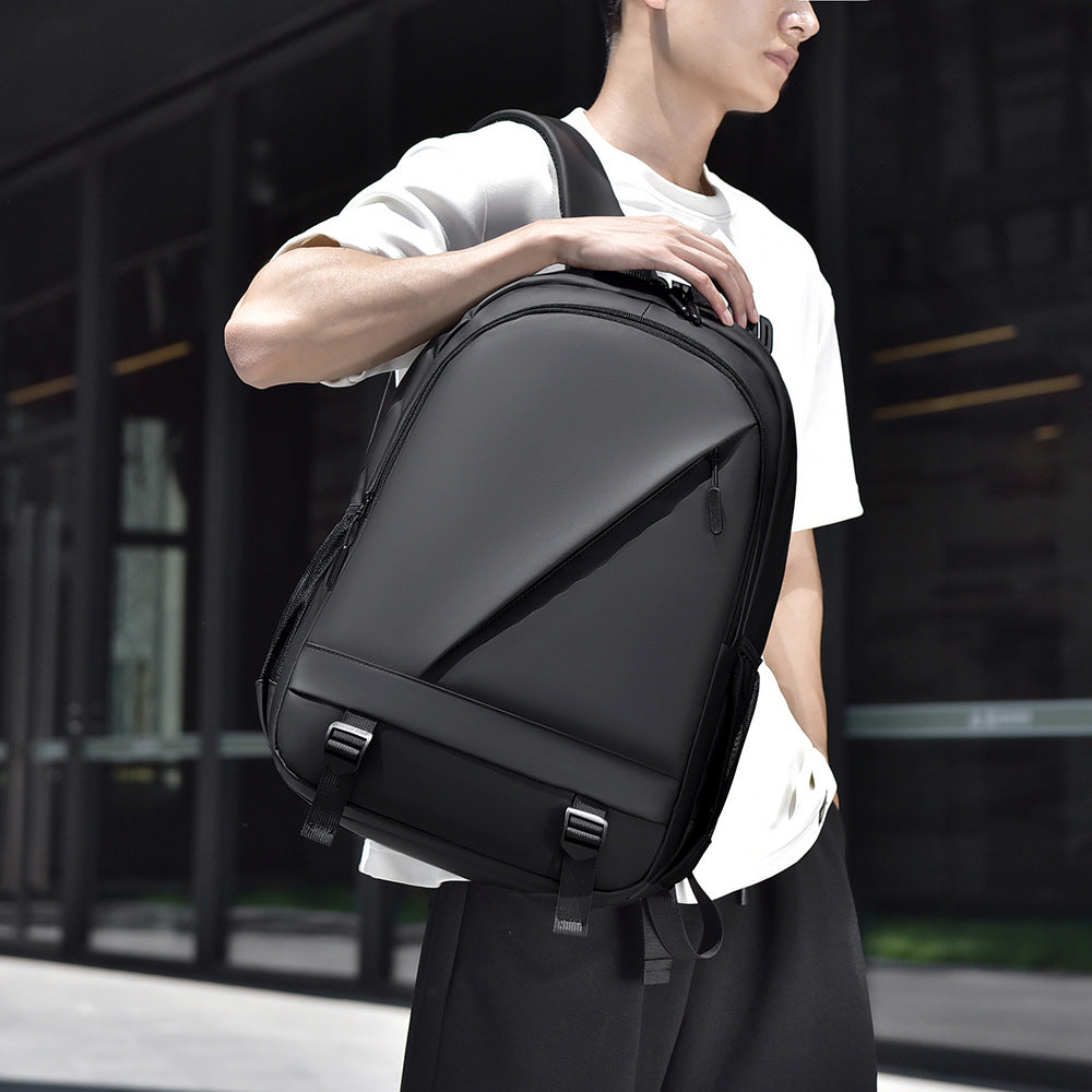 Solid color casual backpack large capacity