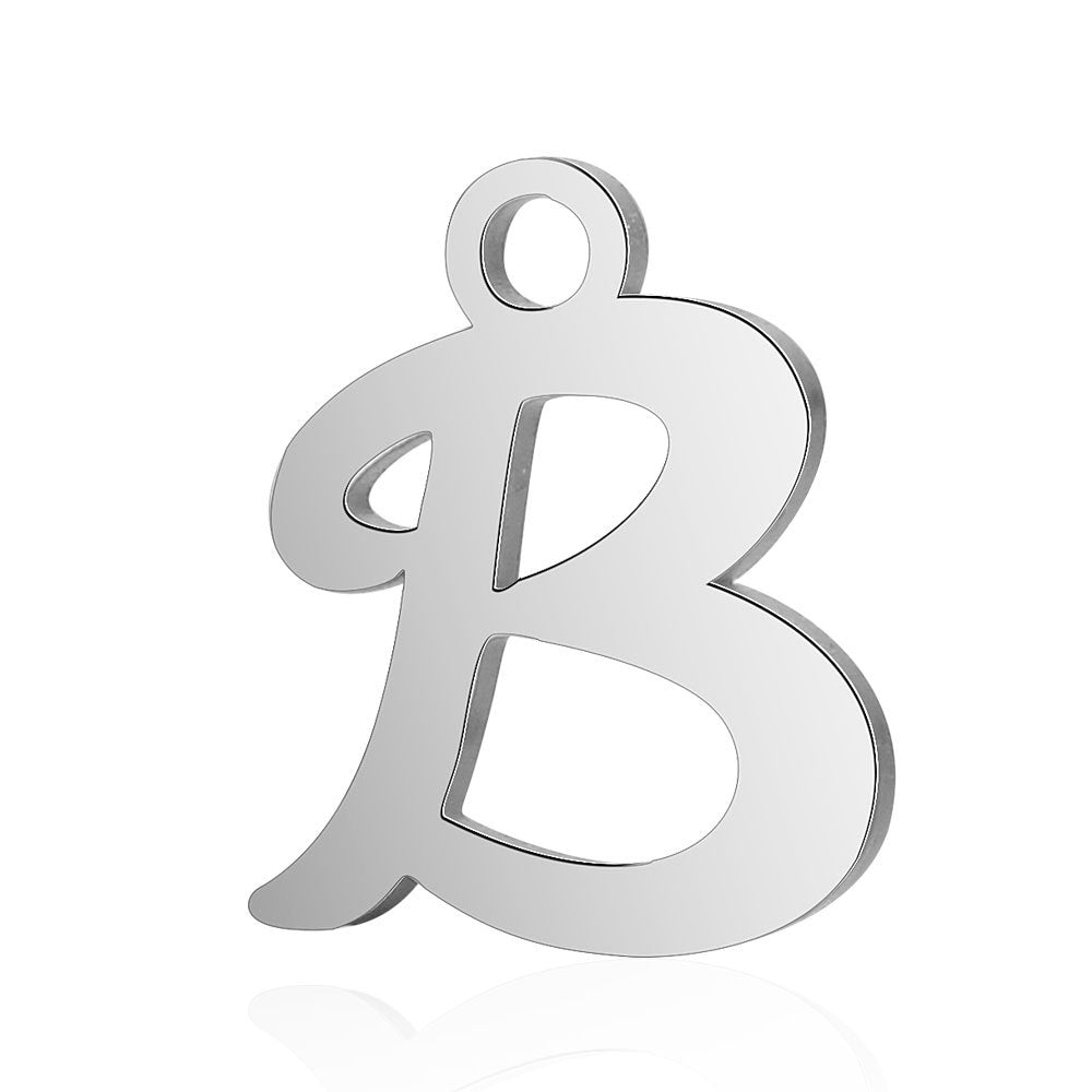 Juego completo de 10 piezas de acero de titanio con 26 colgantes de letras en inglés