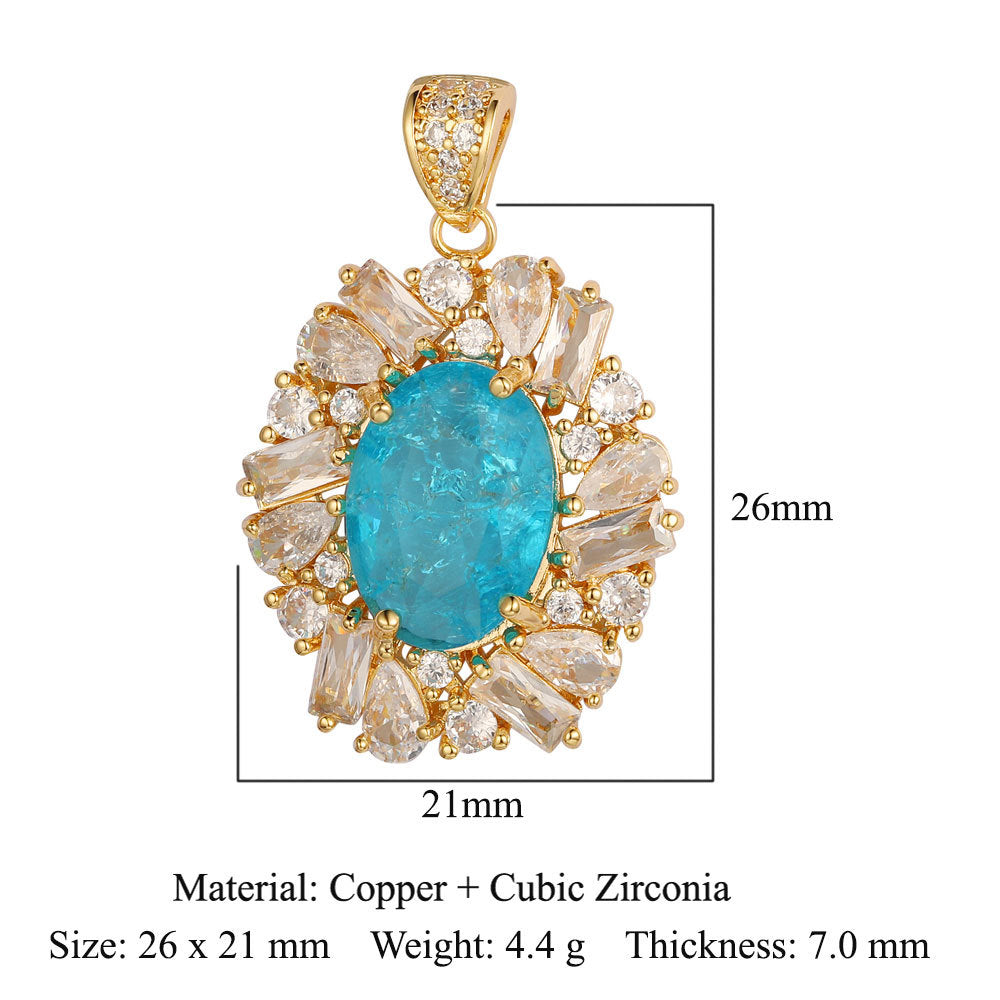 Water drop oval square imitation jade gemstone necklace pendant
