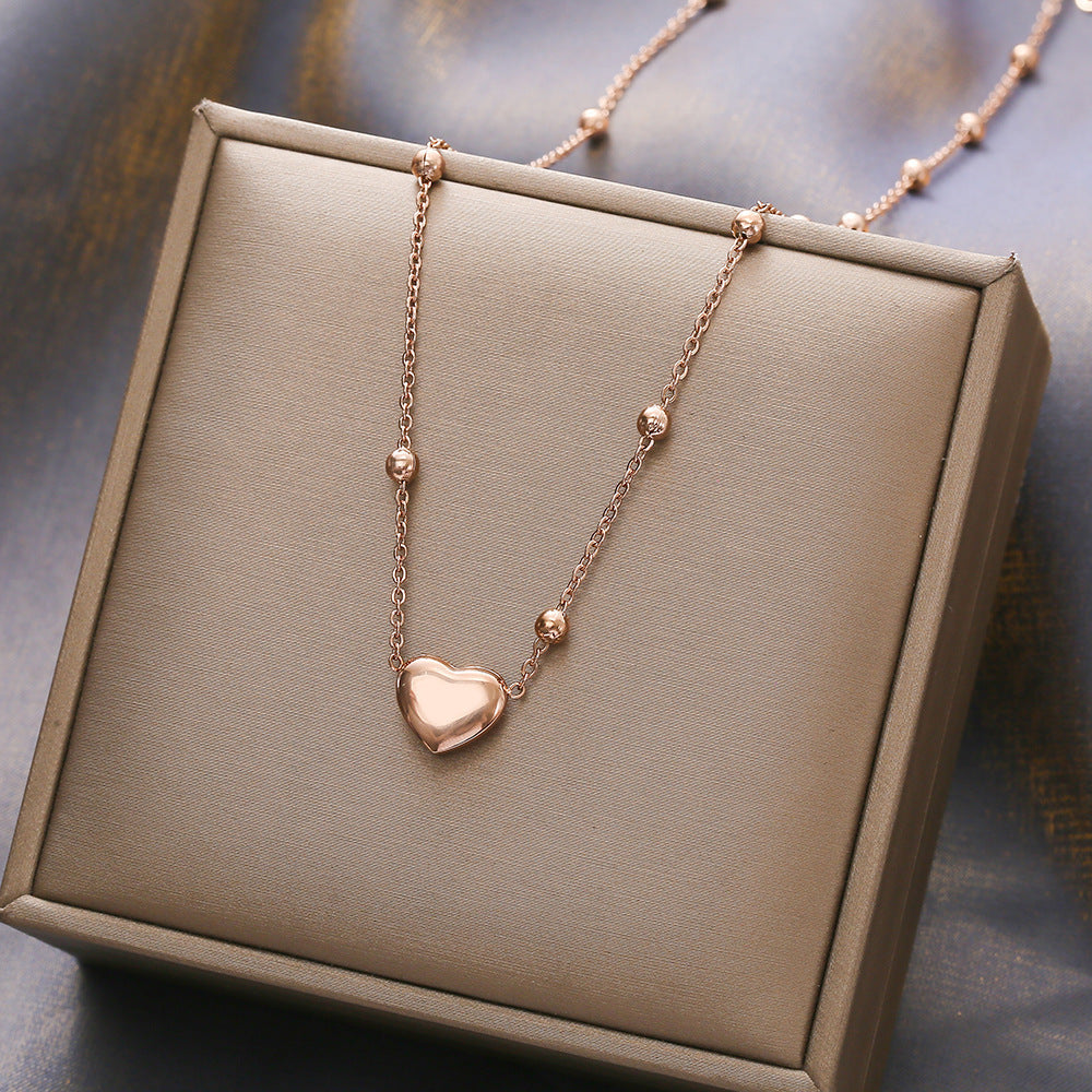 18K rose gold titanium steel necklace