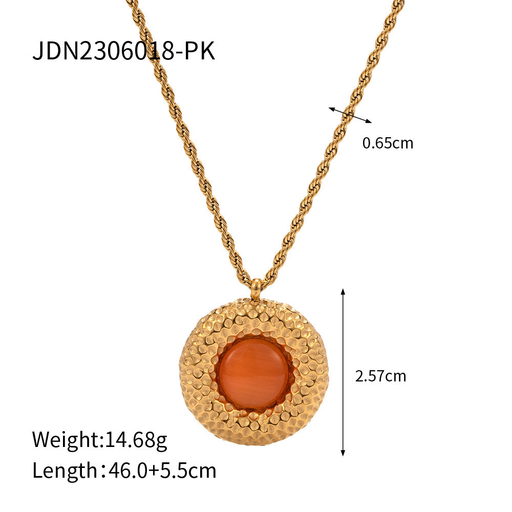 Collar redondo de ojo de gato martillado