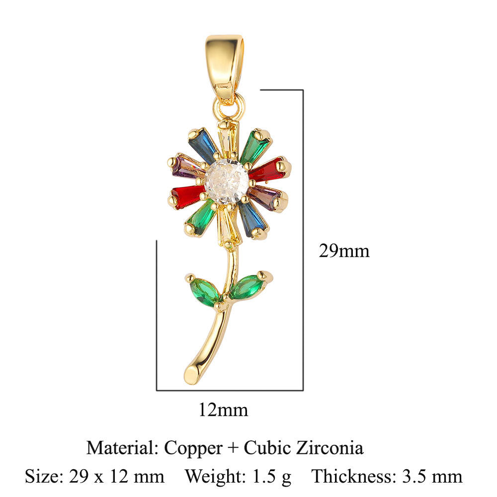 Sunflower Tree of Life Copper Zircon DIY Pendant
