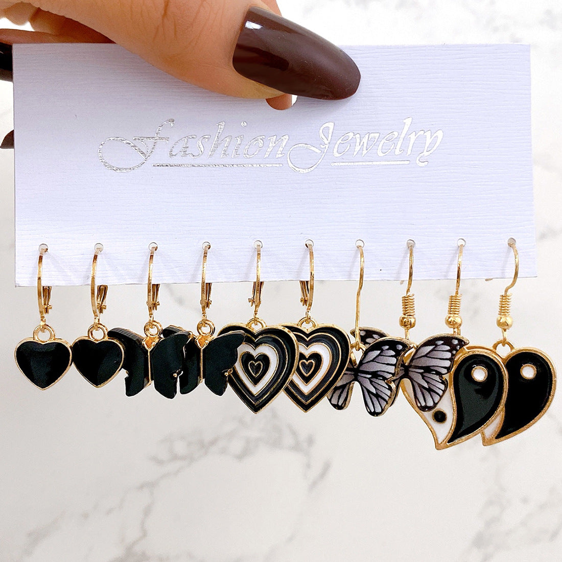 Tai Chi Heart Earrings Black Earrings Wholesale