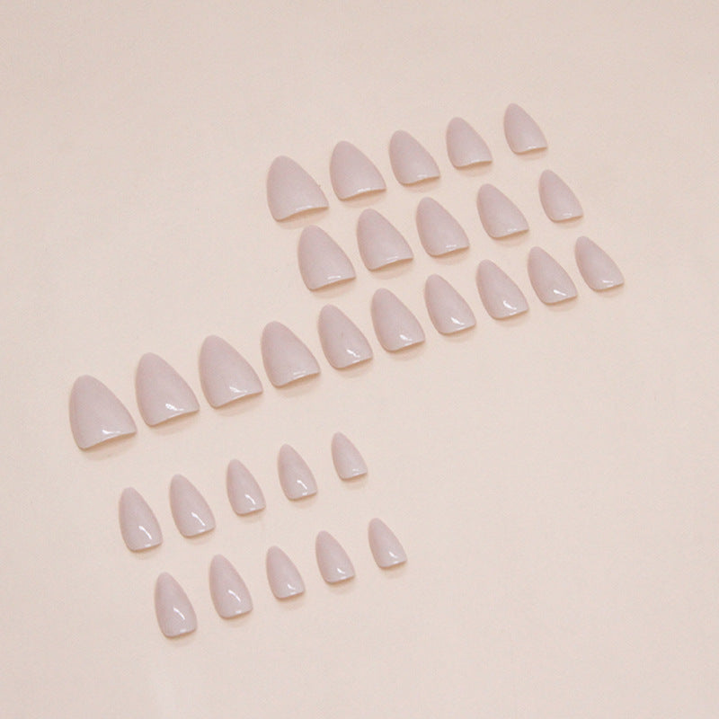 Nude Short Almond Fake Nails 30 Pieces