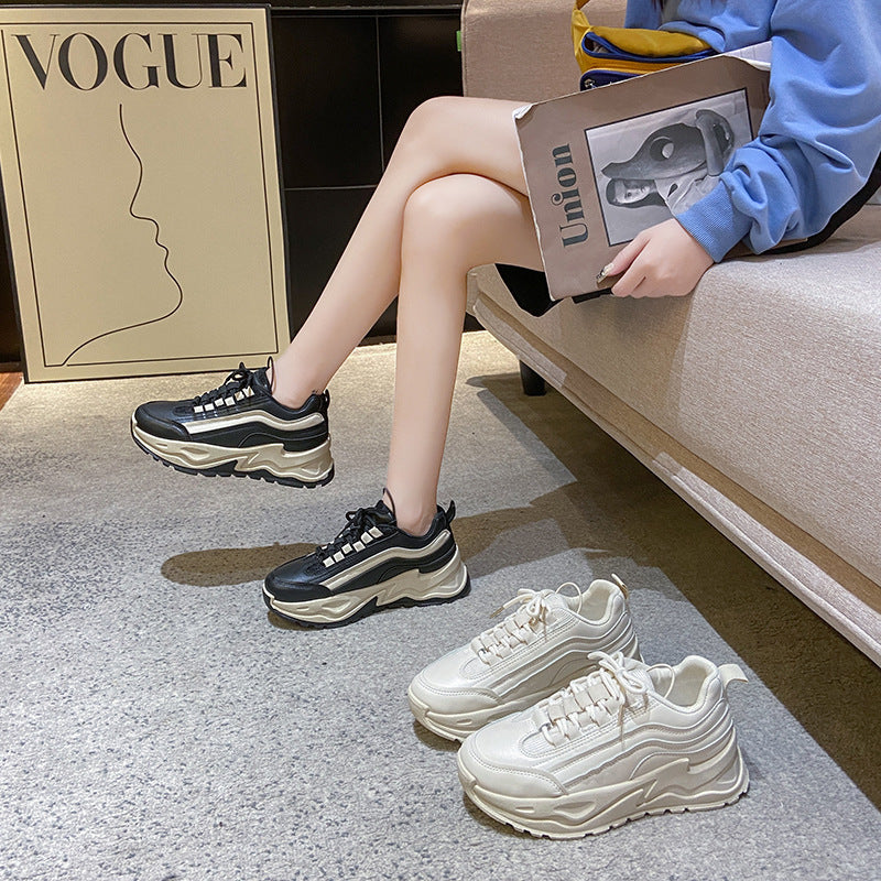 Thick-soled heightening sports and leisure shoes