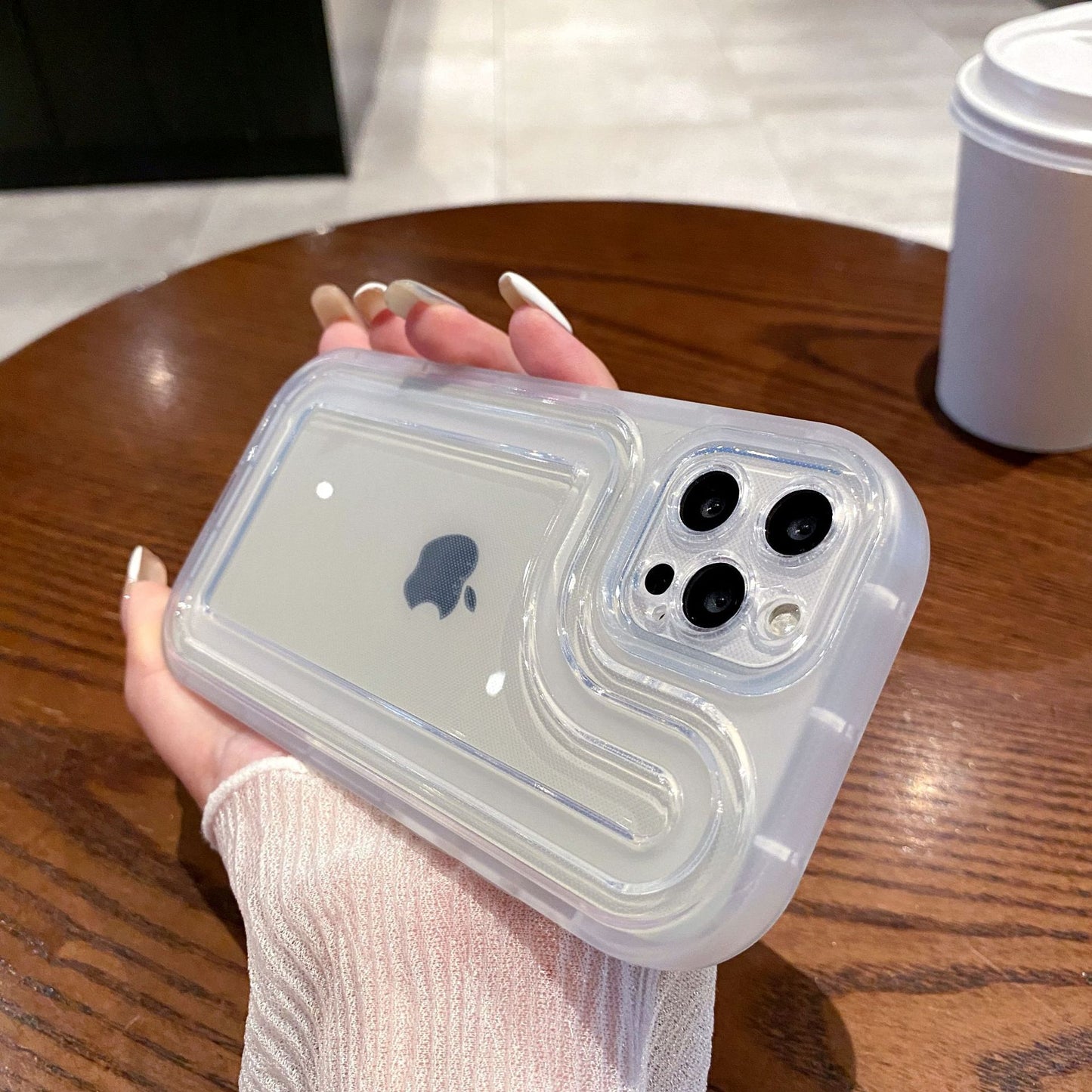 Funda transparente Track para iPhone 15, Pro, 12, 7P, sencilla, de TPU, a prueba de golpes