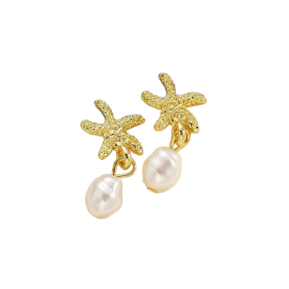 Starfish Scallop Pearl Earrings