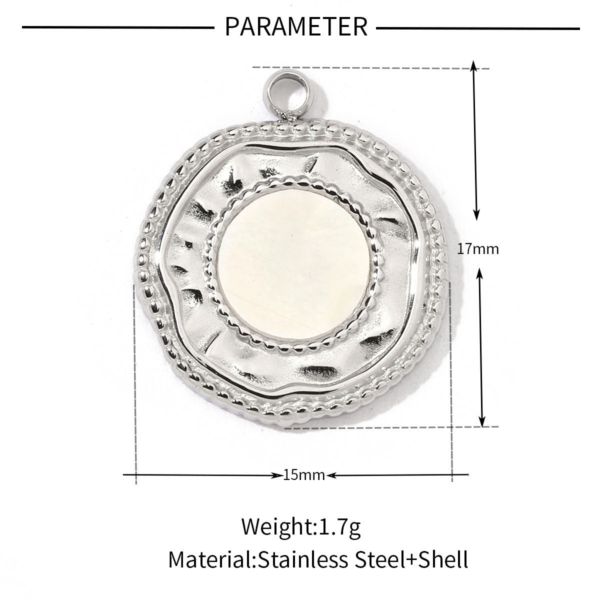 Peach heart round shell titanium steel necklace pendant