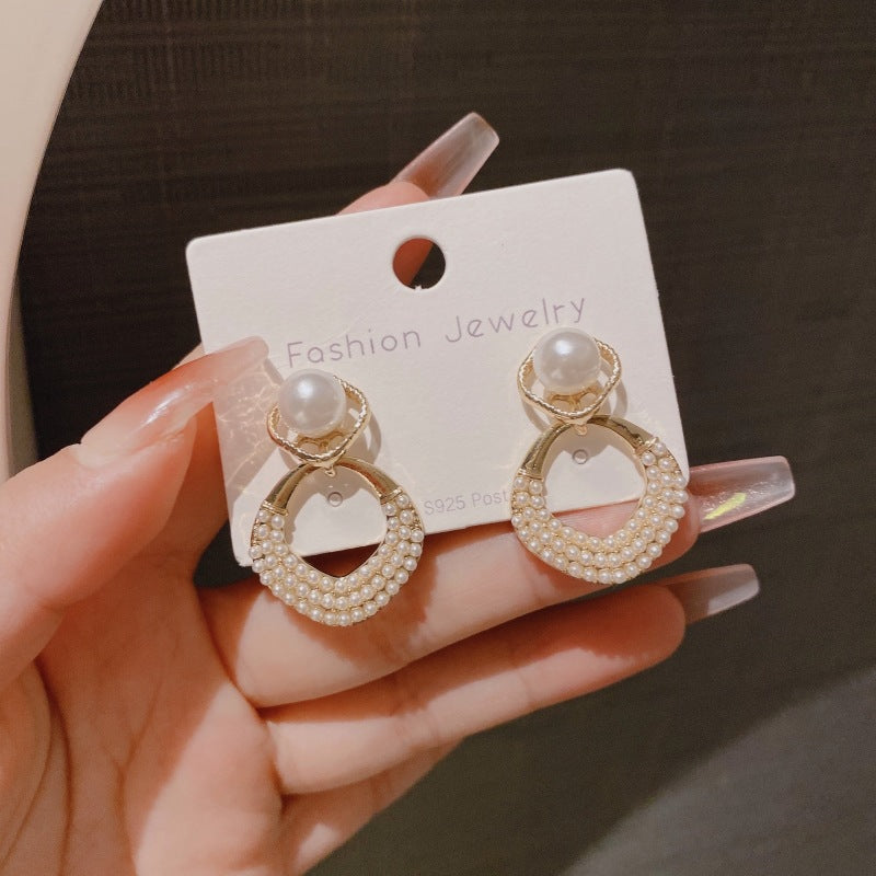 Pendientes de plata S925 con forma de rombo y perla
