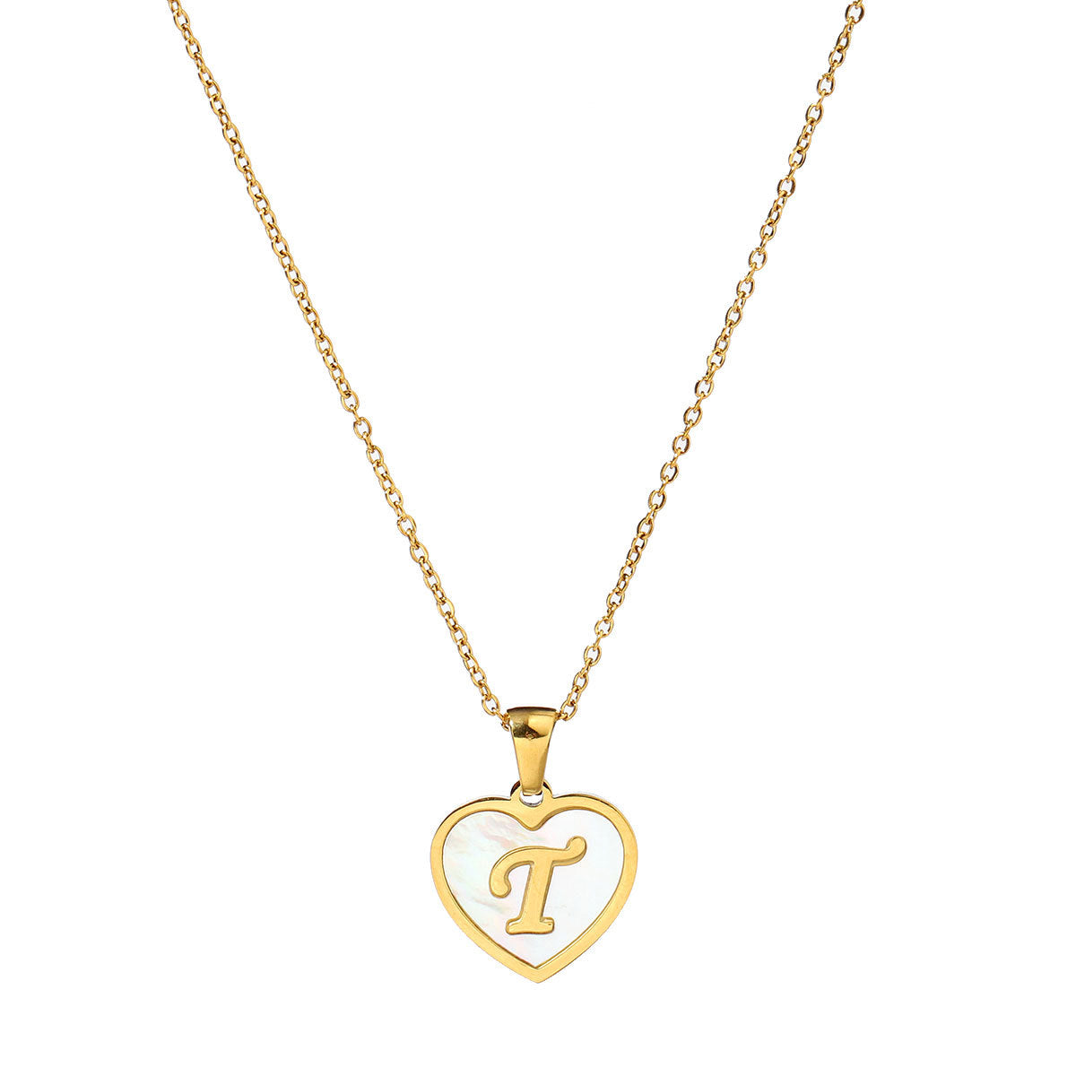 Titanium steel heart-shaped 26 English letter necklace