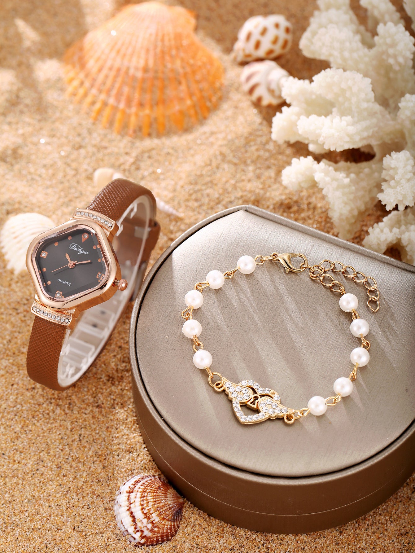 Watch Pearl Bracelet Tulip Star Moon Jewelry Set
