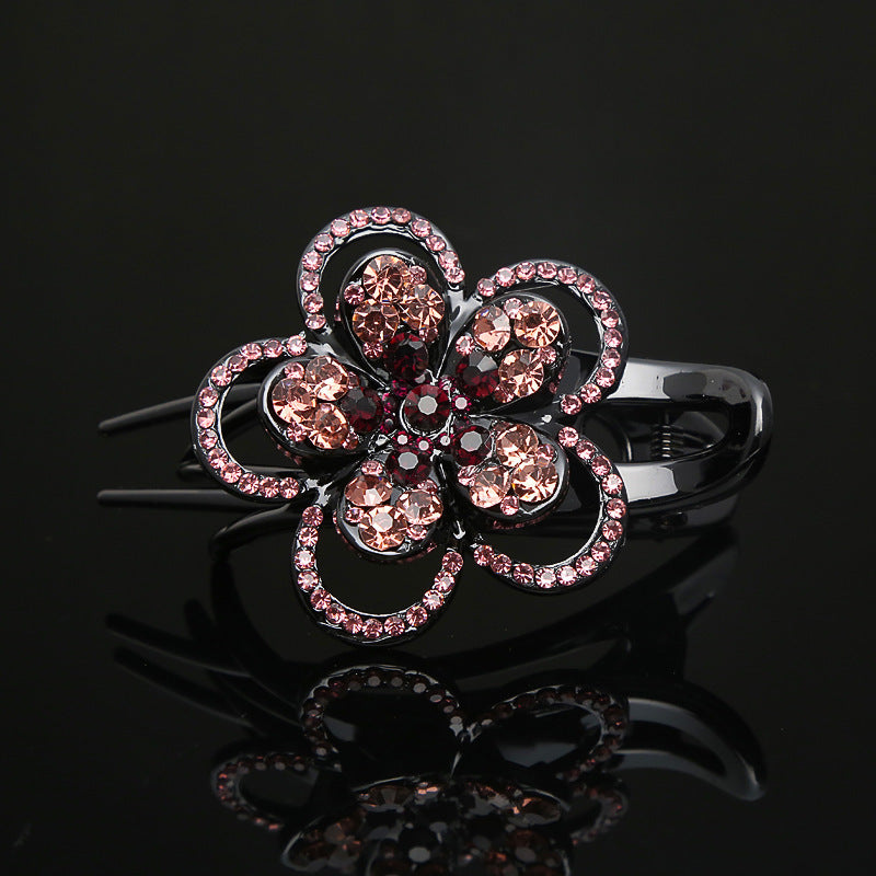 Disc hair five-petaled flower rhinestone grab clip headdress