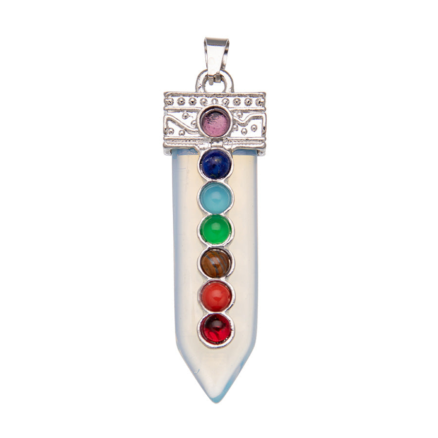 Sword Shape Seven Veins Colorful Crystal Pendant
