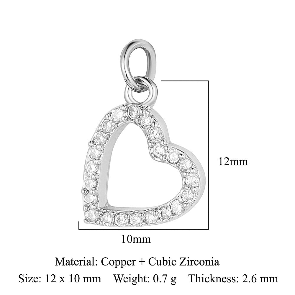 Colgante de cobre y circonita con forma de llave y candado en forma de corazón de melocotón