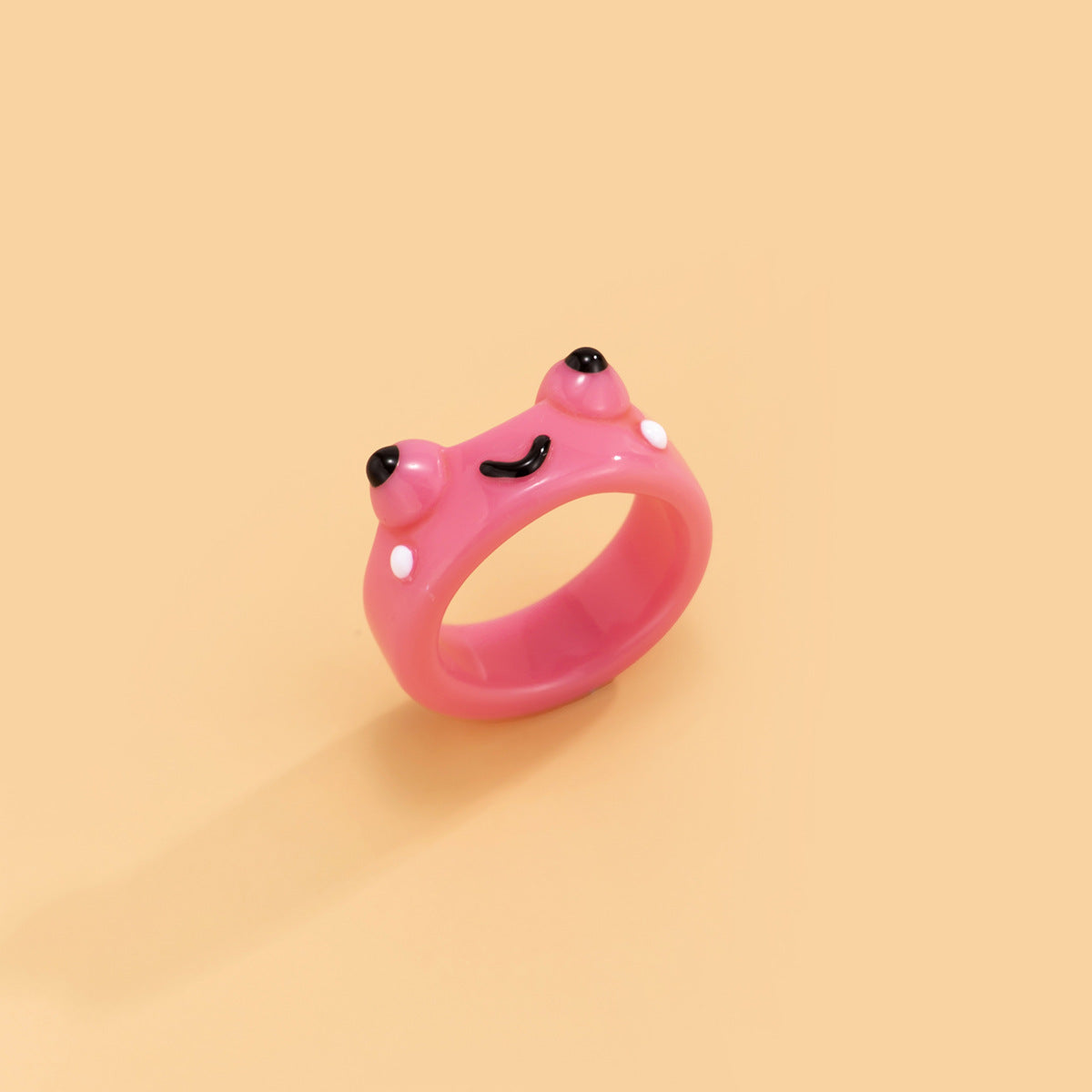Anillo de resina tridimensional de colores con forma de animal