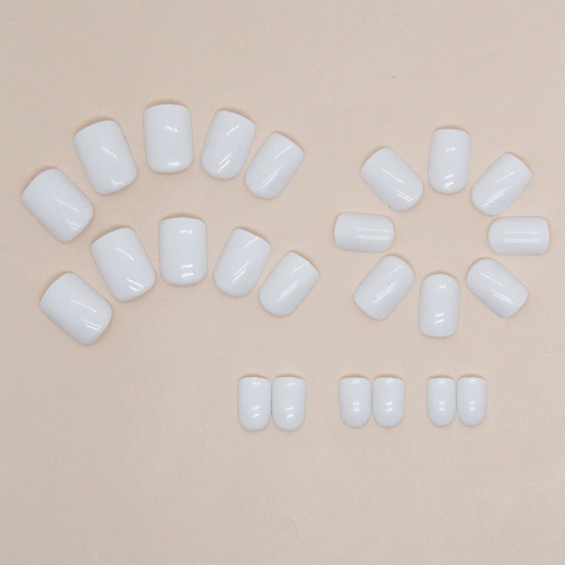 White Short Square Nail Stickers