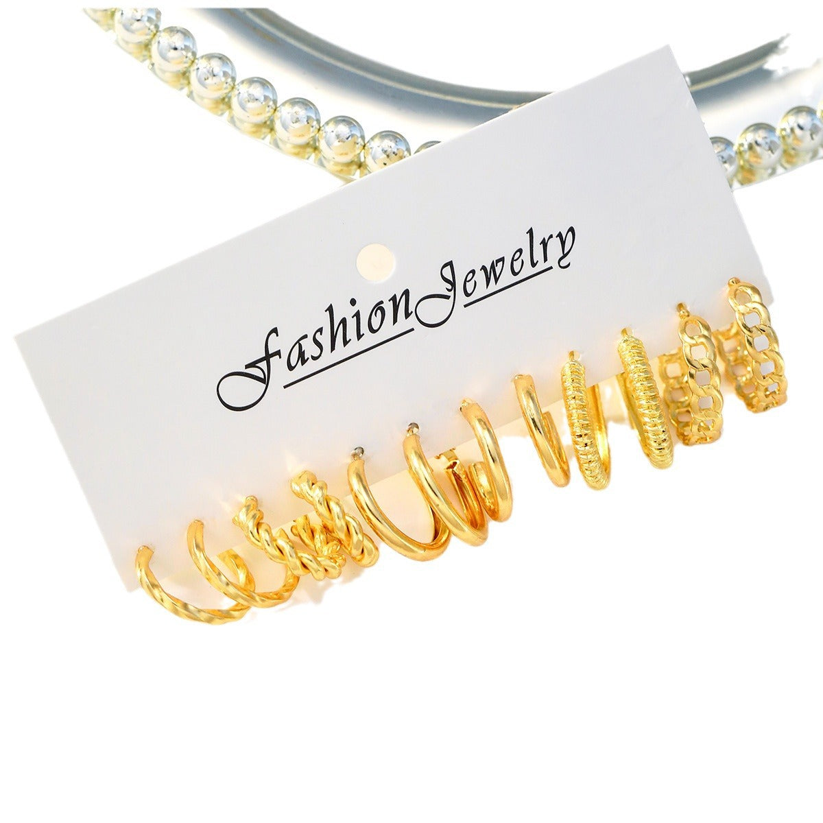6-Piece Gold Geometric Twist Earring Set
