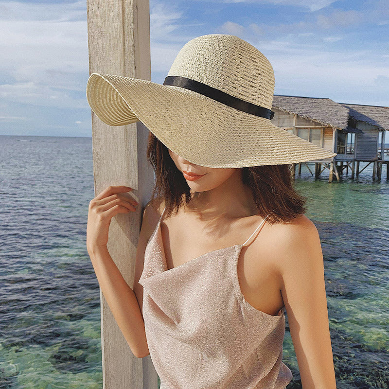 Sombrero de paja de ala ancha para playa y sol