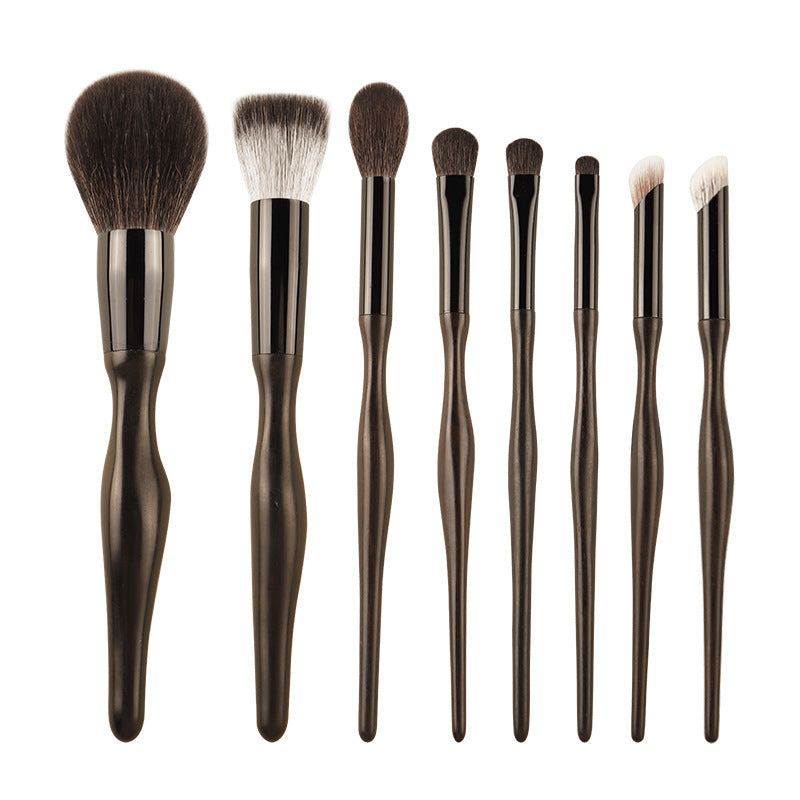 Juego de brochas de maquillaje de 8 piezas de madera de brocado y sándalo morado