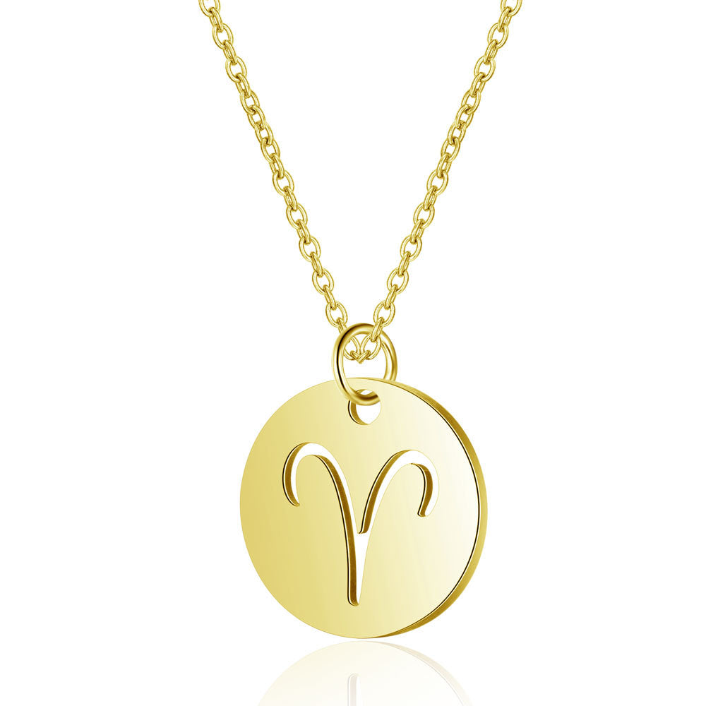 Twelve constellations titanium steel necklace