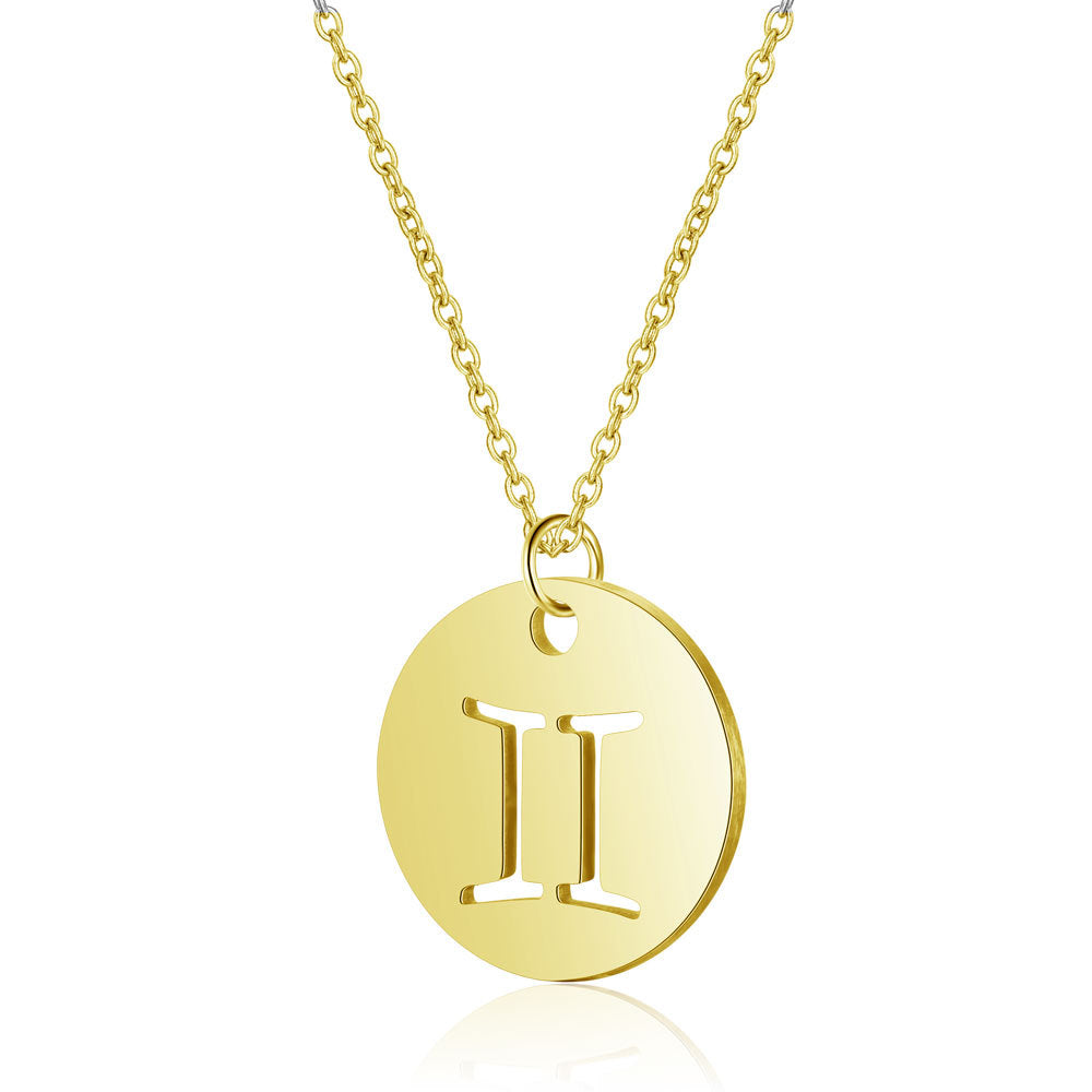 Twelve constellations titanium steel necklace