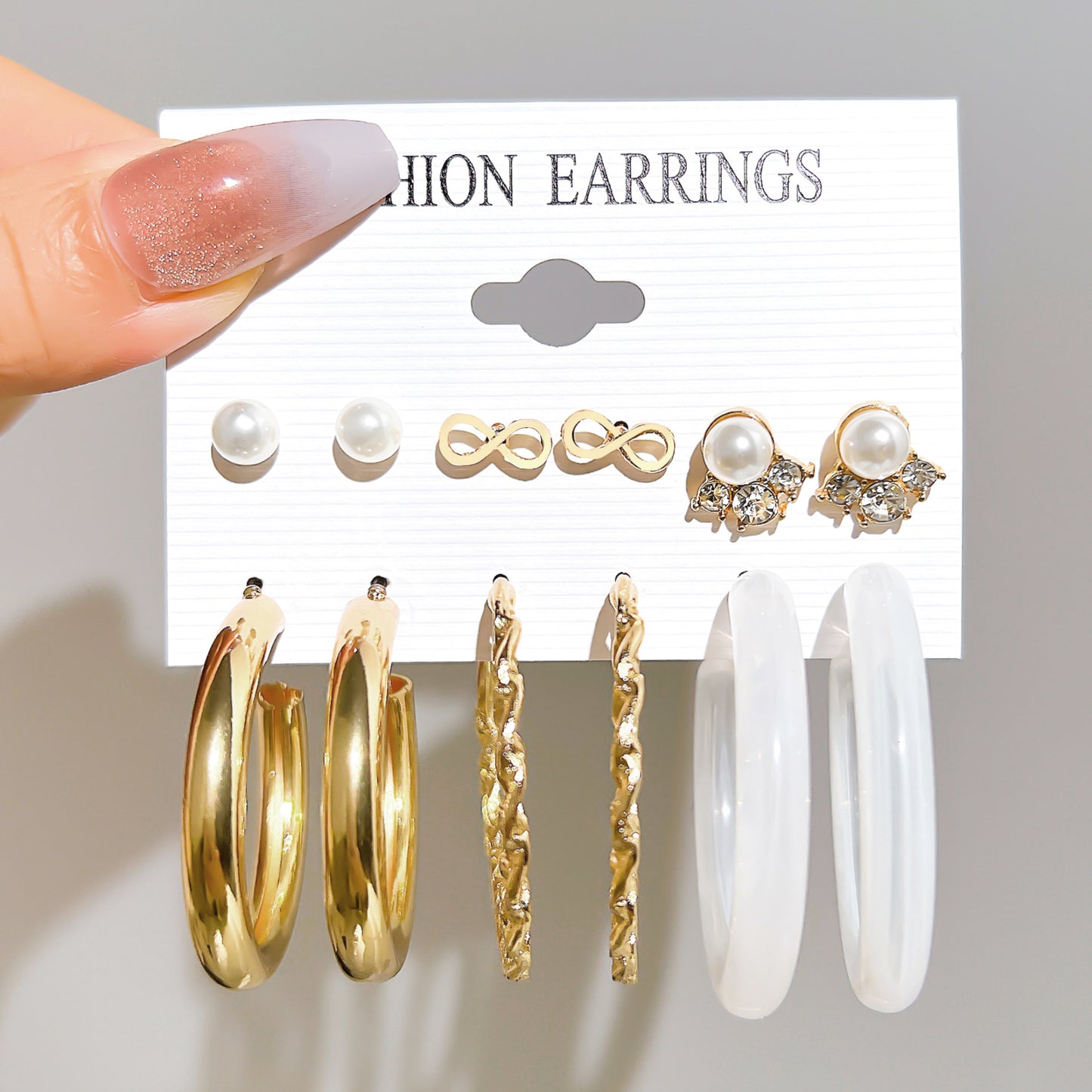 Star Moon Pearl Earring Set (6-Piece)