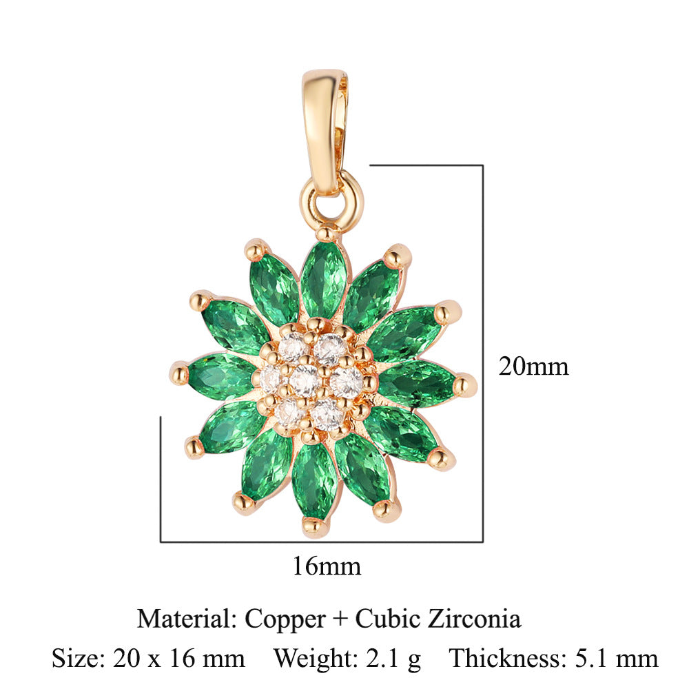 Sunflower Tree of Life Copper Zircon DIY Pendant
