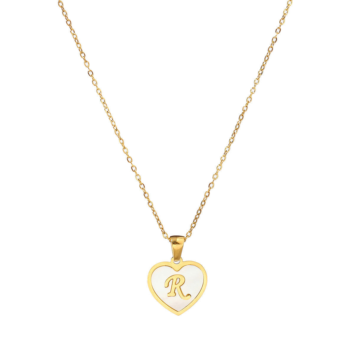 Titanium steel heart-shaped 26 English letter necklace