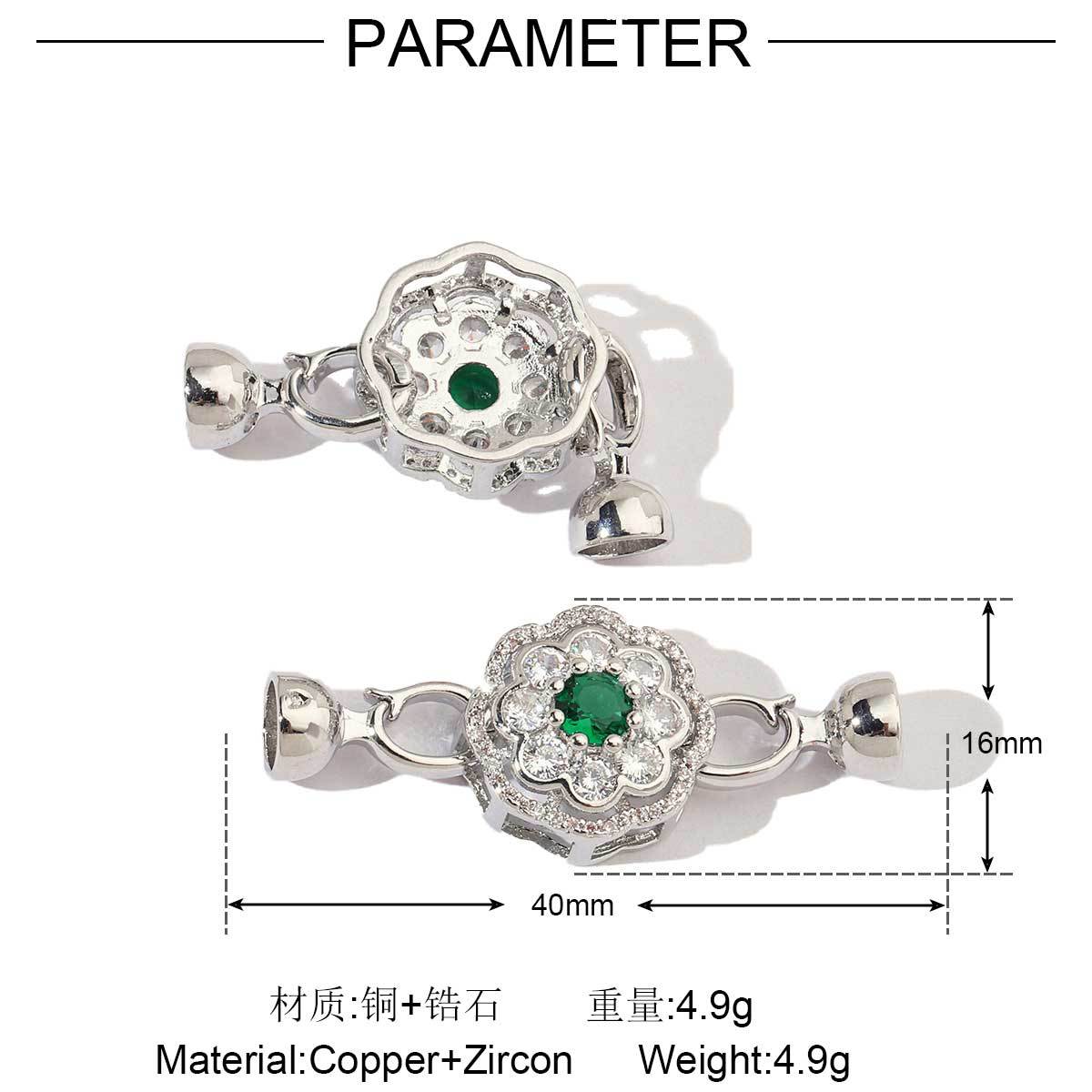 18K real gold leaf shell copper zircon detachable connecting buckle