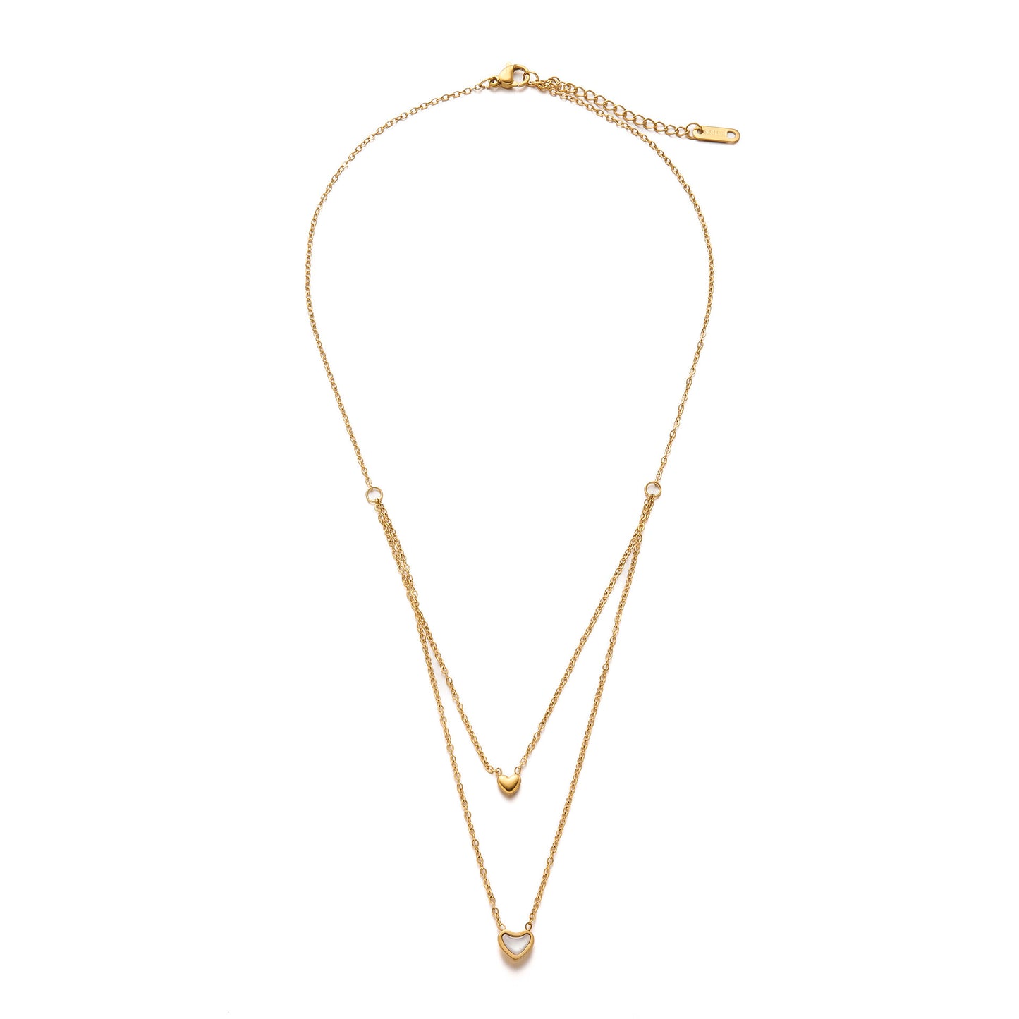18K Gold-Plated Titanium Steel Double-Layer Heart Shell Clavicle Necklace