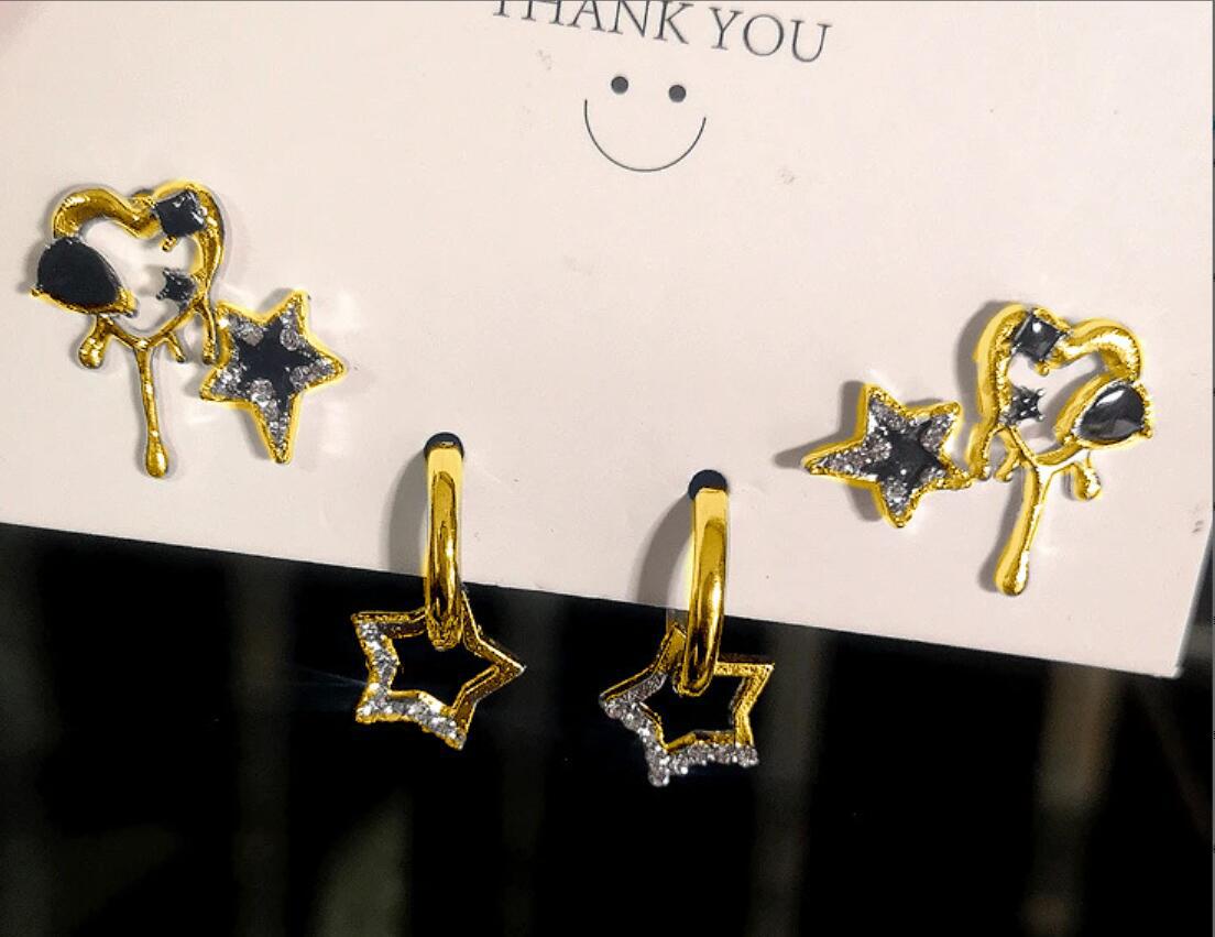 Dark Love Pentagram Zircon Stud Earrings