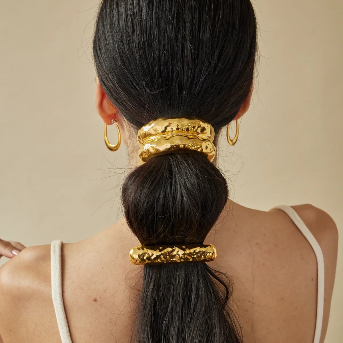 Stainless steel hair accessories U-shaped black rubber band hair rope